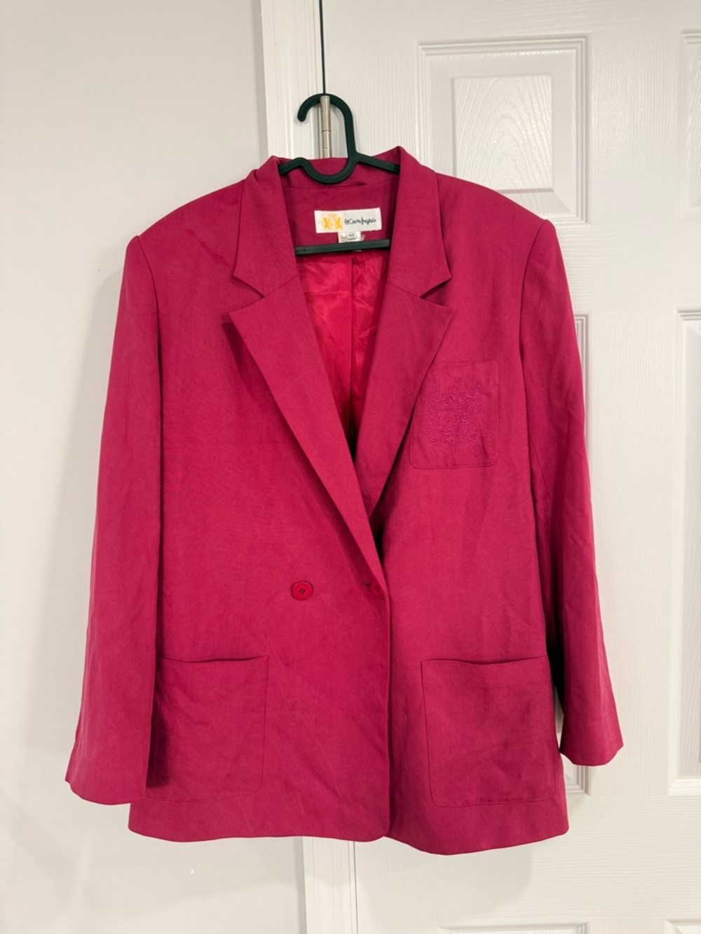 Vintage 100% silk Fuchsia Single-Button Blazer Jacket
